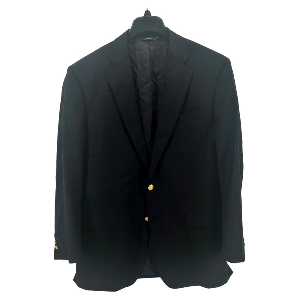 Brooks Brothers Country Club Blazer Mens 44L Navy Solid Regular Modern USA Made
